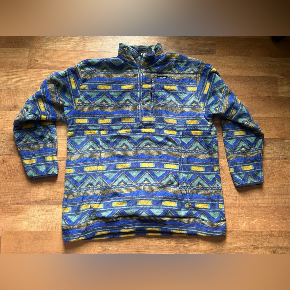 Southern Marsh Blue and Yellow Patterned Pullover